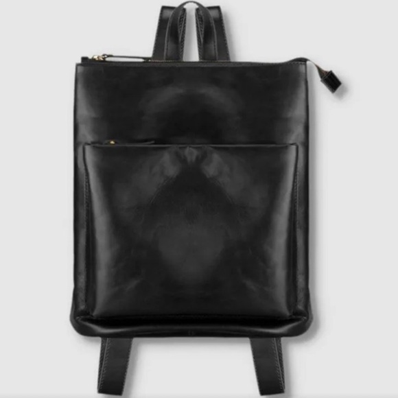 Elegant Black Leather Backpack - Picture 1 of 16